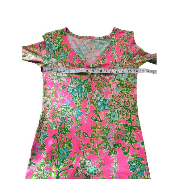 Lilly Pulitzer Palmetto T-Shirt Dress Floral Pink Green Pima Cotton Women XS - Picture 6 of 9